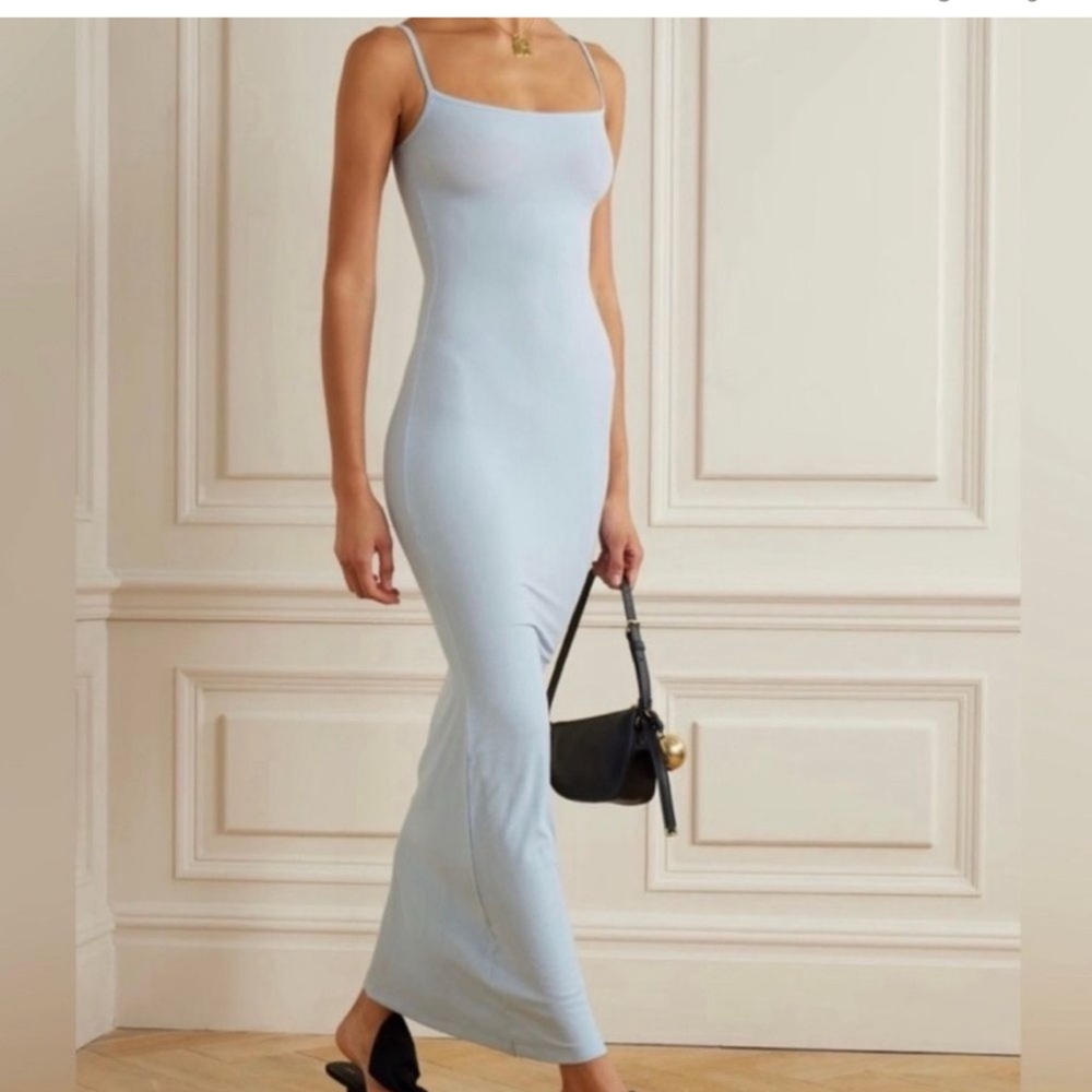 Skims Soft Lounge Fits Everyone Long Slip Dress Light Blue Size: XS